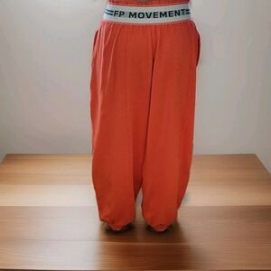 FP Movement Free People Size XS Orange Slouchy Logo Joggers Oversized Athleisure